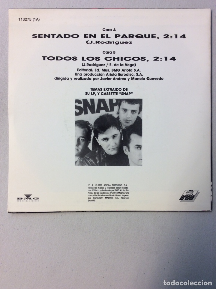 Discos de vinilo: Snap. Sentado en el parque. - Foto 2