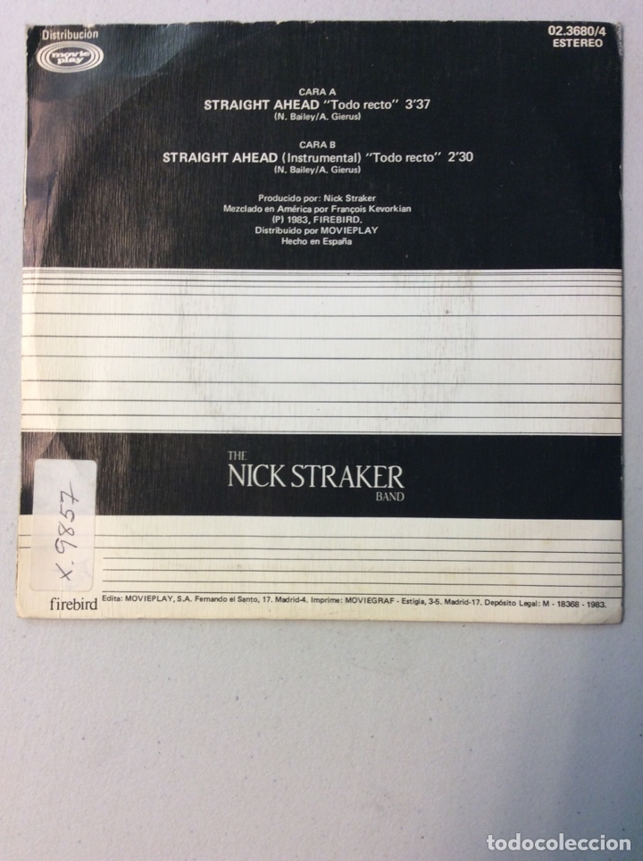 Discos de vinilo: The Nick Straker Band. Straight ahead. - Foto 2