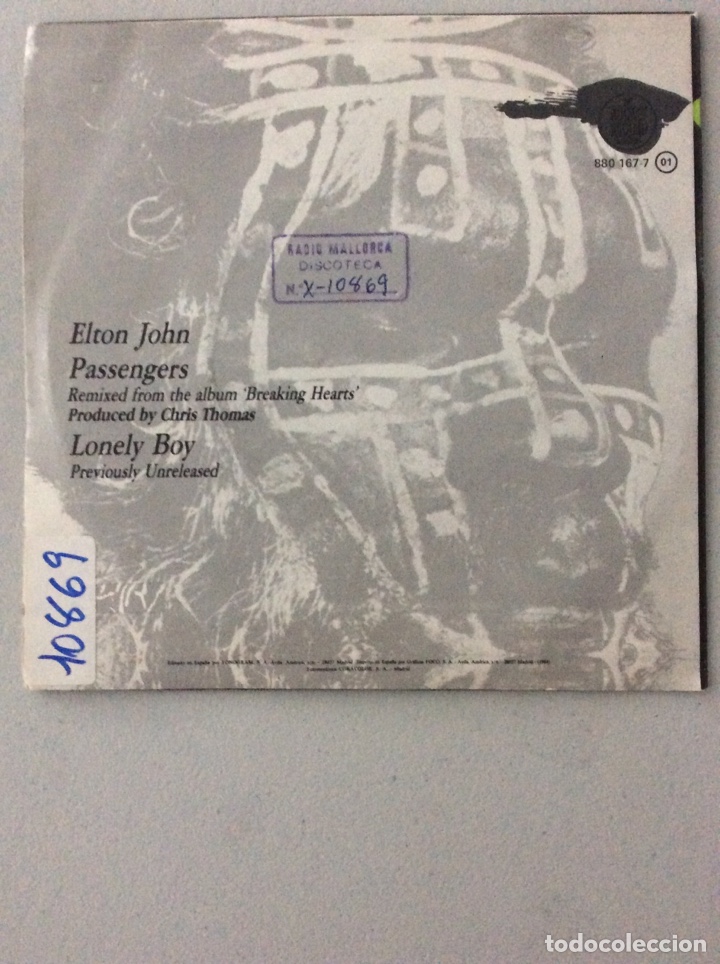 Discos de vinilo: Elton John. Passengers. Loney boy. - Foto 2