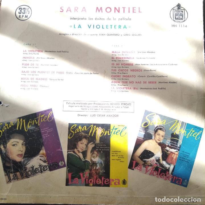 Discos de vinilo: SARA MONTIEL - LA VIOLETERA - LP 1958. - Foto 2