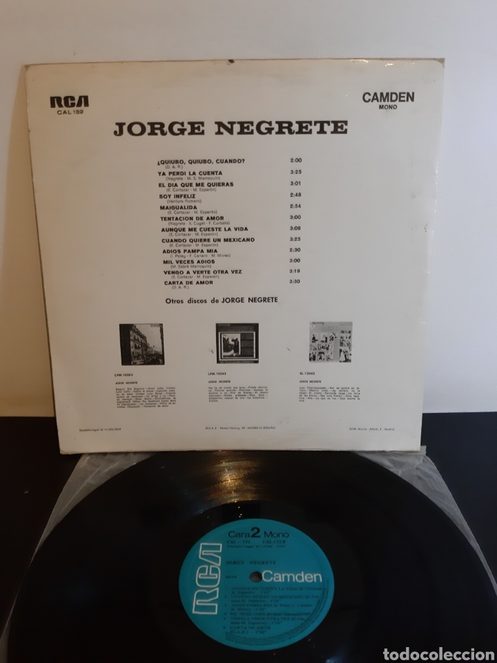 Discos de vinilo: *LP. JORGE NEGRETE. ESPA&Ntilde;A. LX.5 - Foto 2