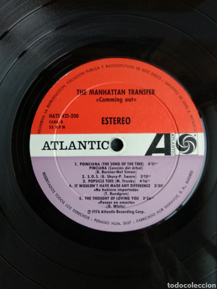 Discos de vinilo: *THE MANHATTAN TRANSFER, COMMING OUT, HISPAVOX, 1976 A2 - Foto 3