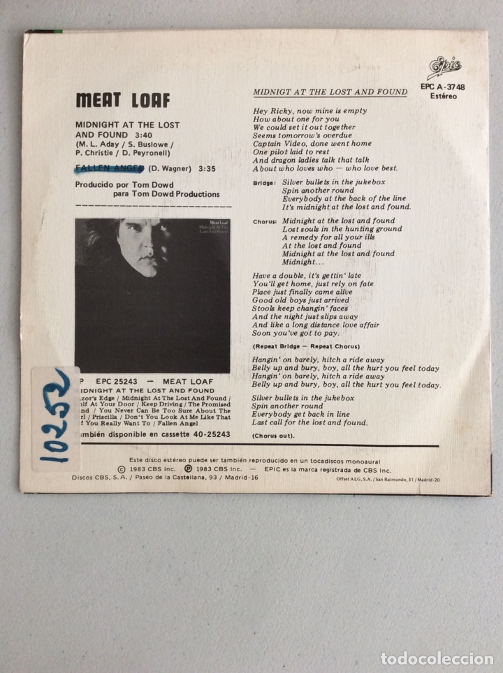 Discos de vinilo: Meat Loaf. Midnight at the lost and found. - Foto 2