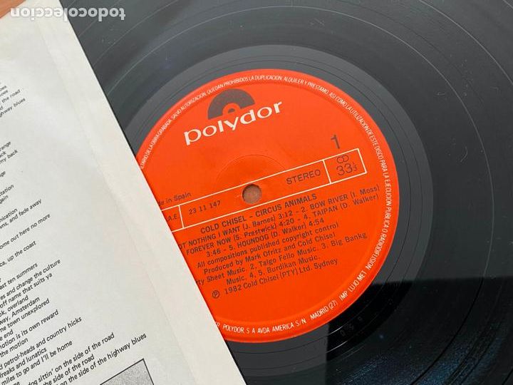 Discos de vinilo: CIRCUS ANIMALS (COLD CHISEL) LP 1982 ESPA&Ntilde;A (B-34) - Foto 2