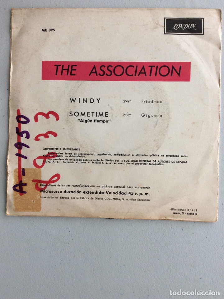 Discos de vinilo: The Association. Windy. Sometime. - Foto 2