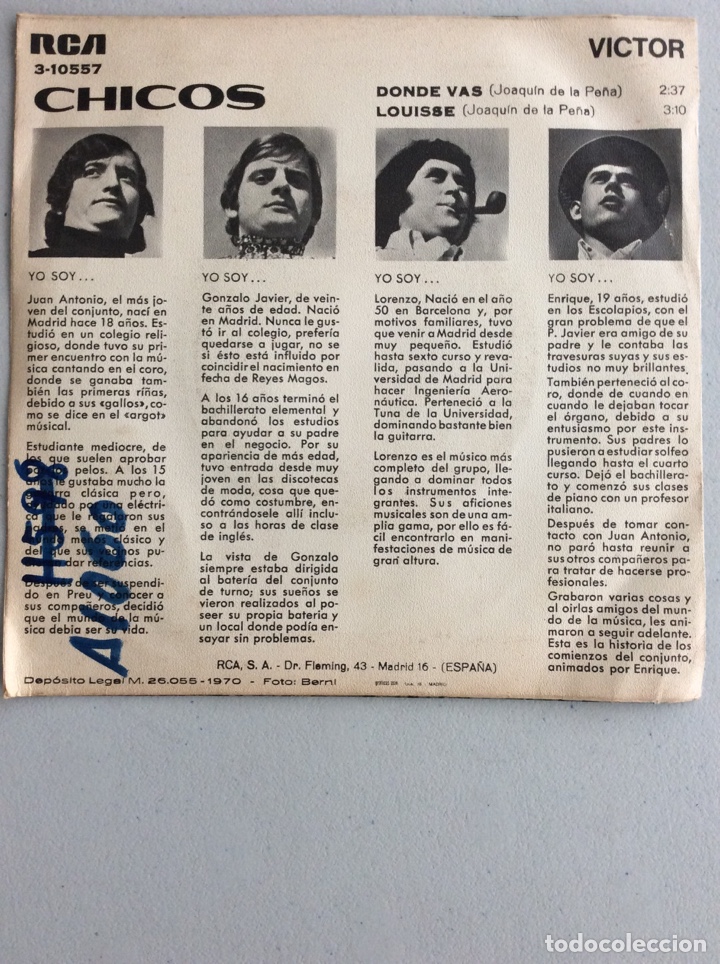 Discos de vinilo: Chicos. Donde vas. Louisse. - Foto 2