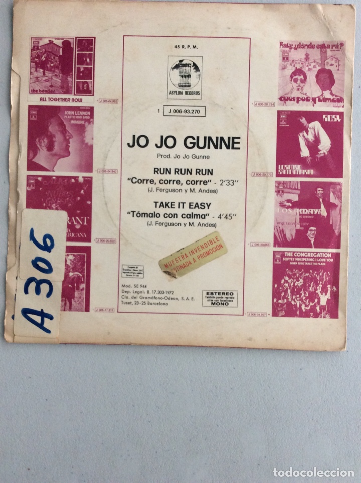 Discos de vinilo: Jo Jo Gunne. Run run run. Take it easy. - Foto 2