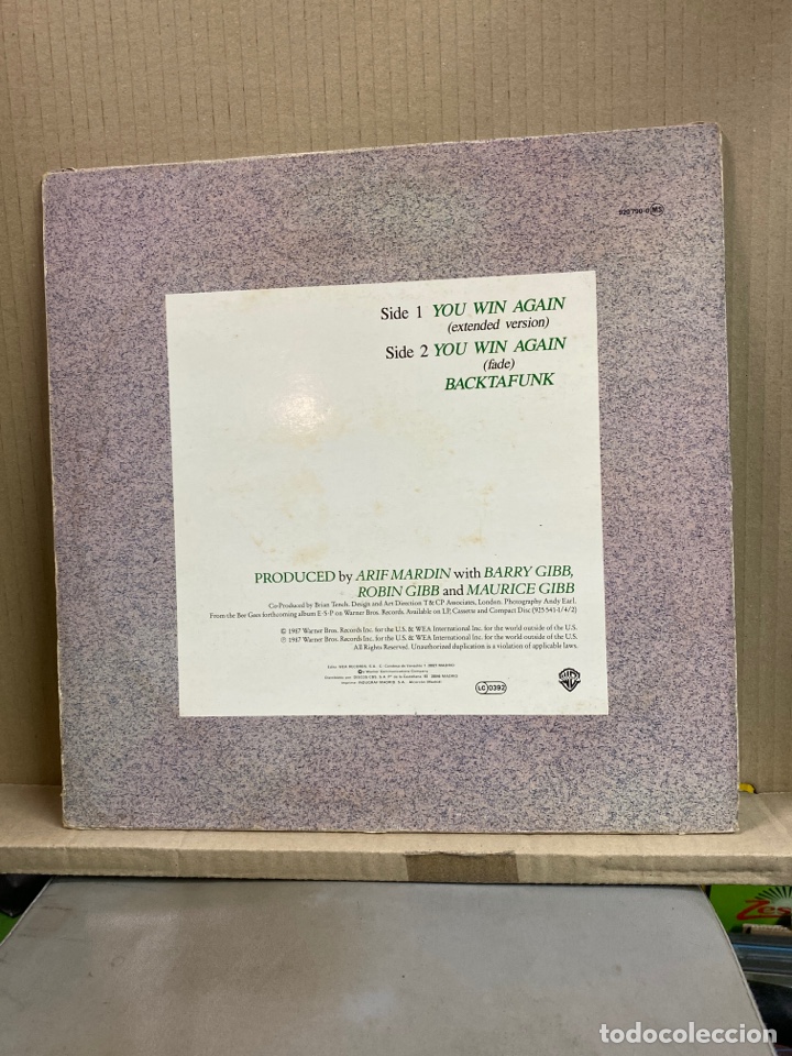 Discos de vinilo: MAXI BEE GEES, YOU WIN AGAIN. - Foto 2