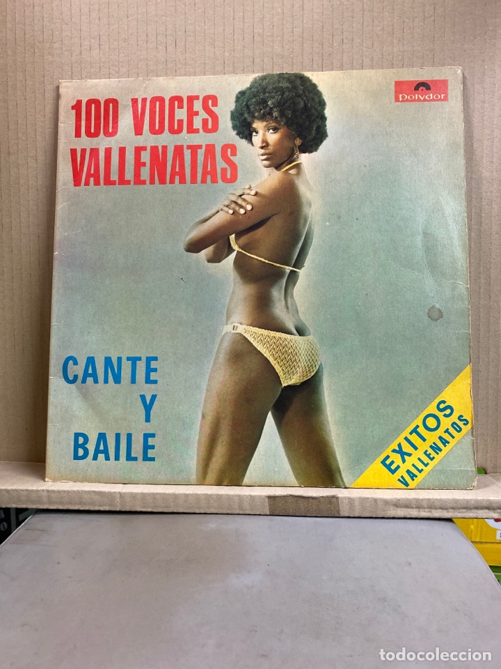 Vinyl records: LP 100 VOCES VALLENATAS, CANTE Y BAILE. &Eacute;XITOS BALLENATOS. Hecho en COLOMBIA.