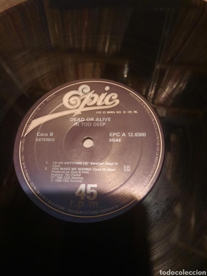 Discos de vinilo: Dead or alive - in too deep - Foto 3