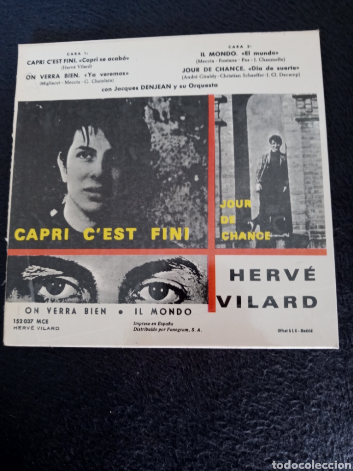 Discos de vinilo: Herve Vilard-capri cest fini..disco vinilo EP - Foto 2