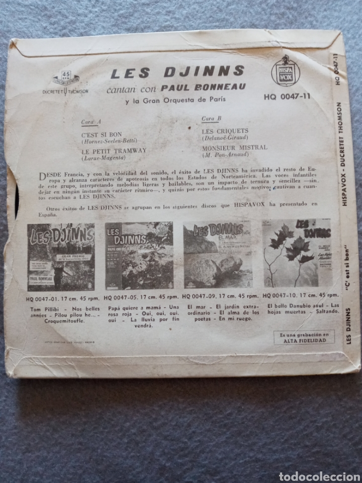 Discos de vinilo: Les Djinns-cest si bon+3..disco vinilo EP - Foto 2