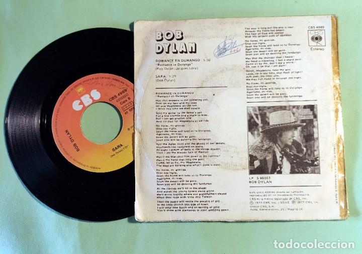 Discos de vinilo: SINGLE BOB DYLAN . ROMANCE EN DURANGO 1977 , CBS . AZ - Foto 2