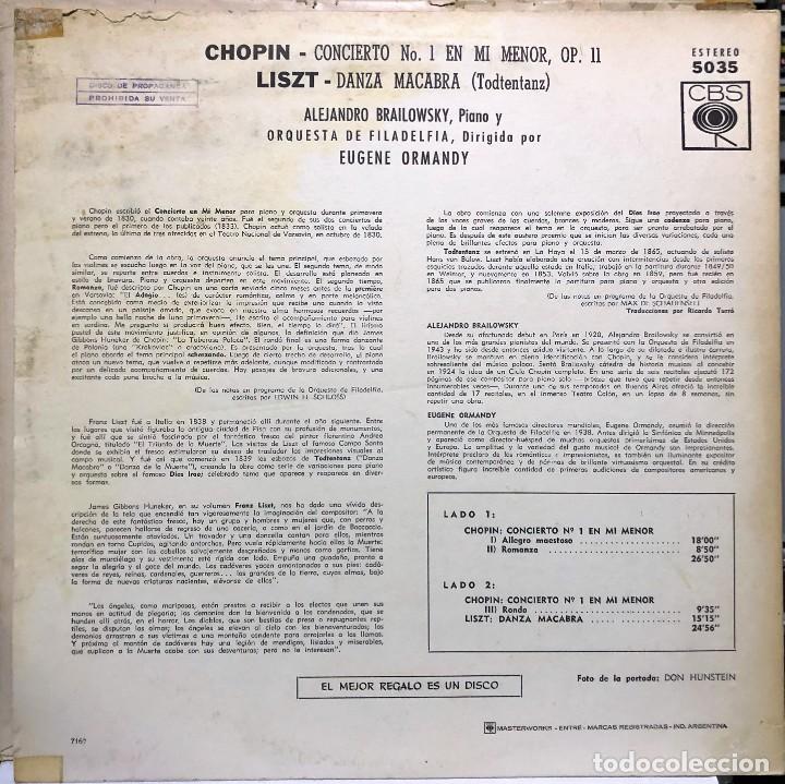 Discos de vinilo: Alexander Brailowsky / Eugene Ormandy - Chopin , Liszt - Vinilo , LP, Est&eacute;reo - Foto 2