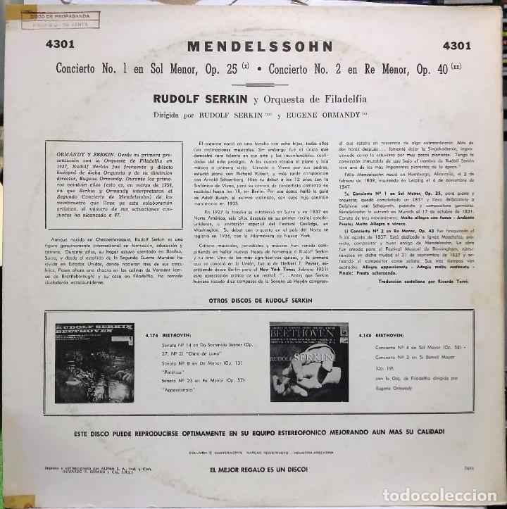 Discos de vinilo: Serkin, Mendelssohn - Eugene Ormandy - Vinilo, LP - Foto 2