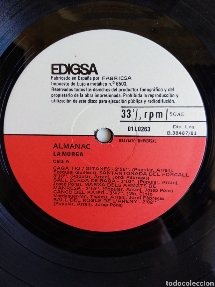Discos de vinilo: *LA MURGA, ALMANAC, SPAIN, EDIGSA, 1981. C.1 - Foto 5