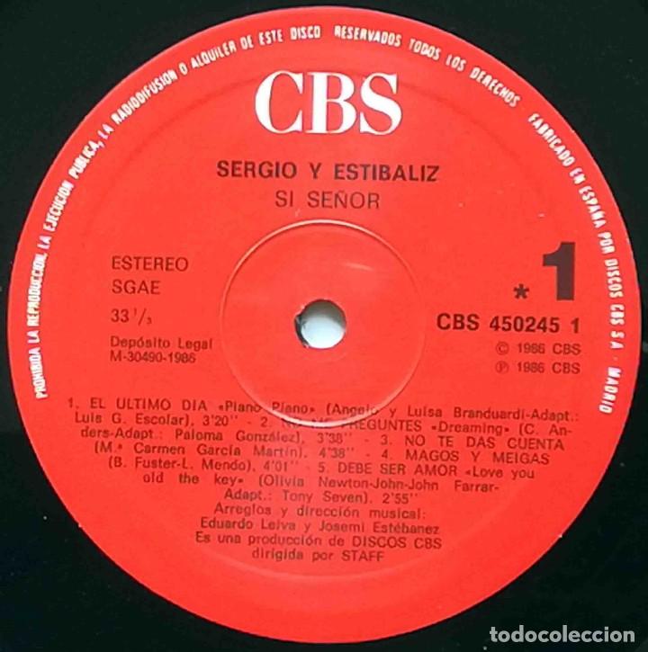 Discos de vinilo: LP Sergio y Est&iacute;baliz. S&iacute; Se&ntilde;or. CBS 1986 - Foto 3