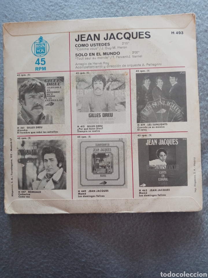 Discos de vinilo: Jean Jacques-como ustedes..disco vinilo single - Foto 2