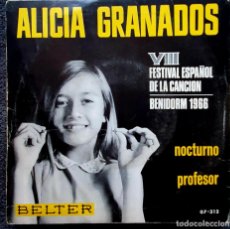 Discos de vinilo: ALICIA GRANADOS - 7” SPAIN 1966 - BELTER PROFESOR- CHICA YE-YE ESPAÑOLA - FESTIVAL BENIDORM. Lote 315596043