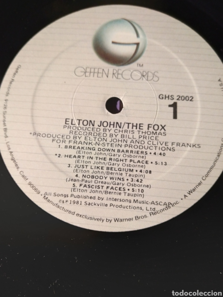 Discos de vinilo: Vinilo - ELTON JOHN &rdquo;THE FOX&rdquo; US.81 - Foto 3