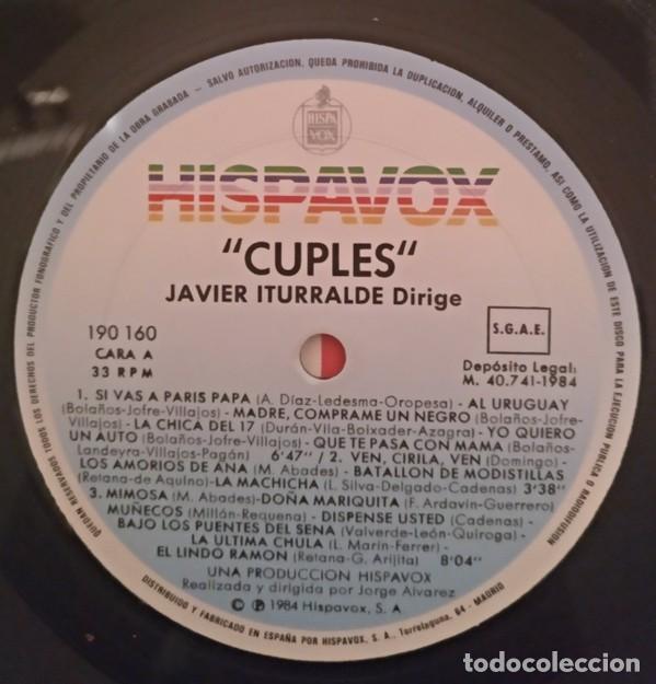 Discos de vinilo: JAVIER ITURRALDE DIRIGE CUPLES. - Foto 3