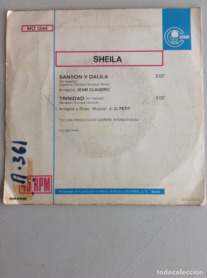 Discos de vinilo: Sheila. Sanson y Dalila. - Foto 2