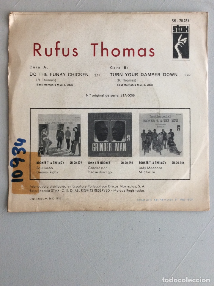 Discos de vinilo: Rufus Thomas. Do the funky chicken - Foto 2