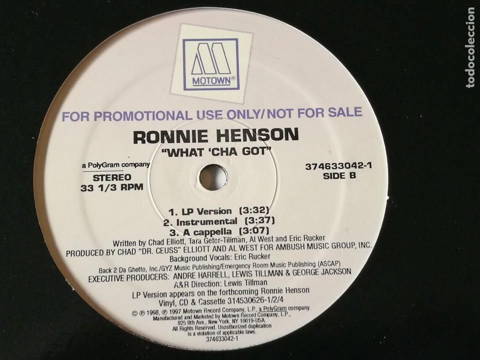 Discos de vinilo: Ronnie Henson - What Cha Got - 1998 - Foto 2