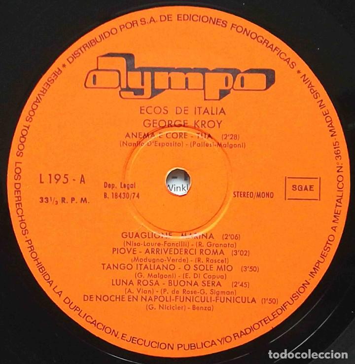 Discos de vinilo: LP Ecos de Italia - George Kroy - Foto 4