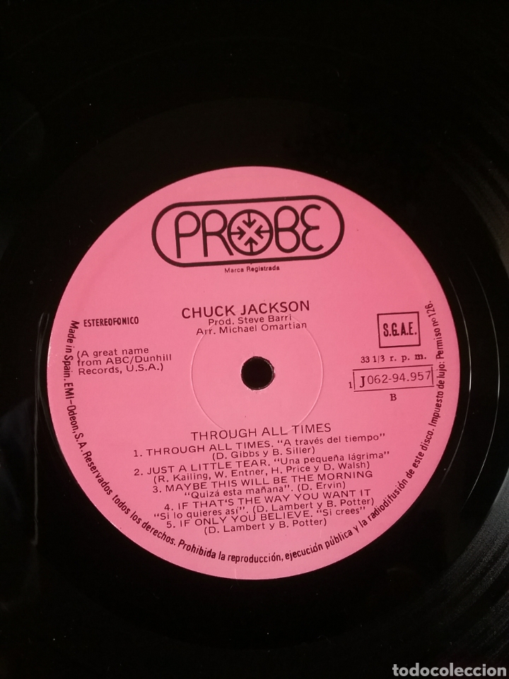 Discos de vinilo: CHUCK JACKSON 1974 Probe Records .Copia Spain - Foto 4