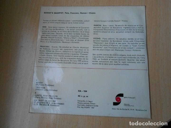 Discos de vinilo: QUIXOT&acute;S QUARTET, EP, WINDY + 3, A&Ntilde;O 1967 - Foto 2