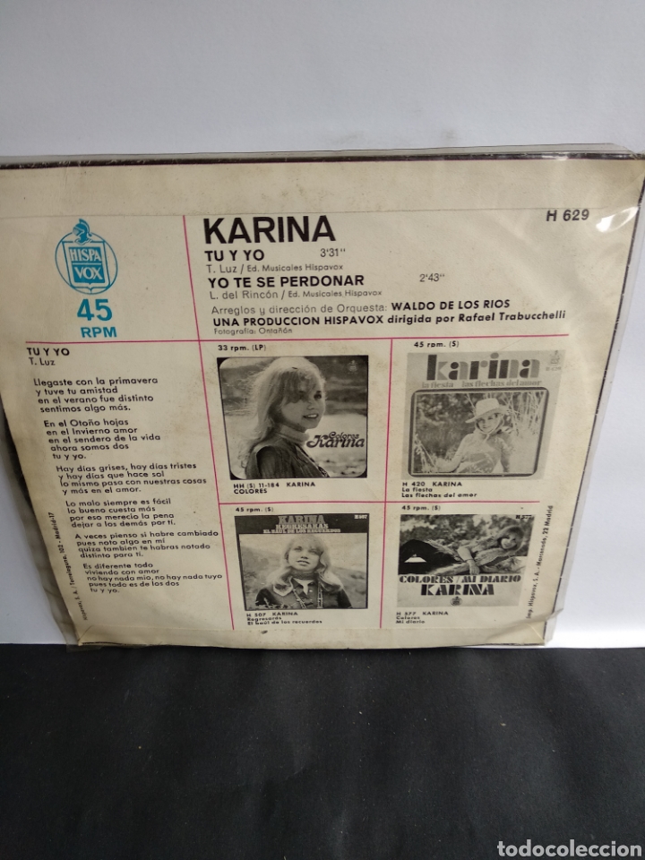 Discos de vinilo: *KARINA, TU Y YO, 1970 - Foto 2