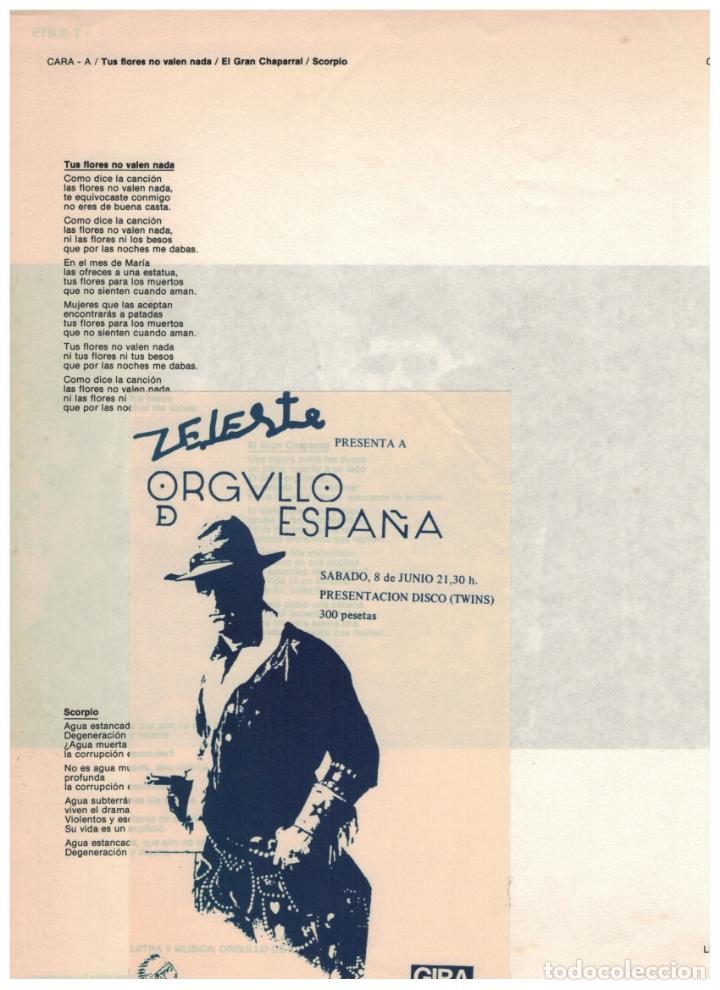 Discos de vinilo: FLYER PRESENTACI&Oacute;N DISCO SALA ZELESTE+ ENCARTE LETRAS CANCIONES - Foto 3