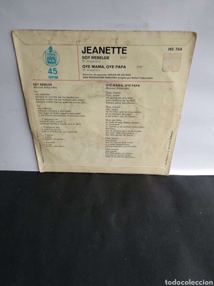 Discos de vinilo: *JEANETTE, SOY REBELDE, 1971 - Foto 2