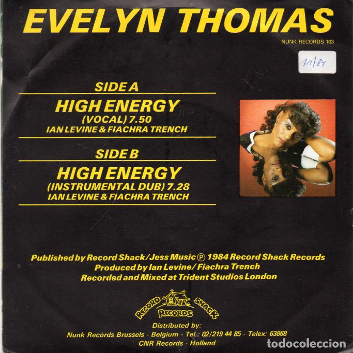 Discos de vinilo: EVELYN THOMAS - HIGH - ENERGY - SINGLE - Foto 2