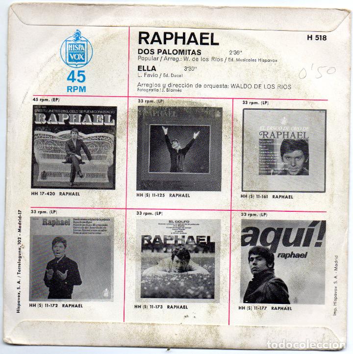 Discos de vinilo: RAPHAEL - DOS PALOMITAS - SINGLE - 1969 - Foto 2
