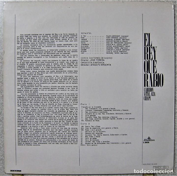 Discos de vinilo: EL REY QUE RABIO....BSO...PILAR LORENGAR...EX - Foto 2