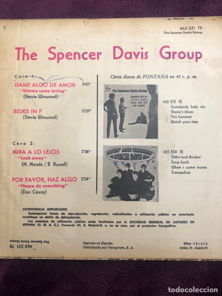 Discos de vinilo: The Spencer Davis Group - Foto 2
