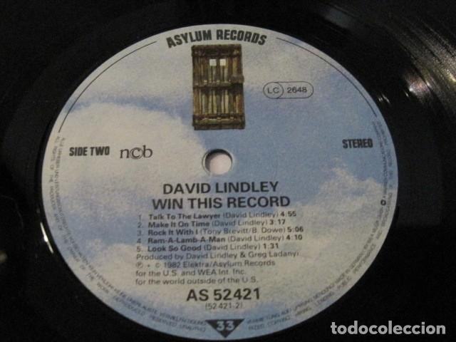 Discos de vinilo: DAVID LINDLEY - WIN THIS RECORD - ELEKTRA ASYLUM 82 - Foto 4