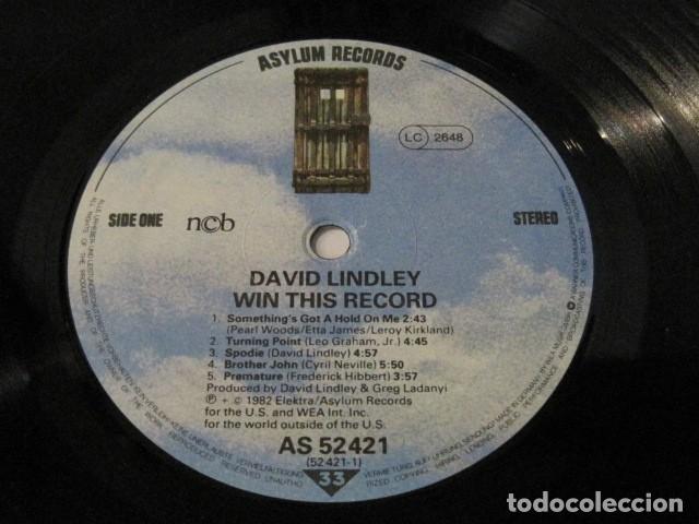 Discos de vinilo: DAVID LINDLEY - WIN THIS RECORD - ELEKTRA ASYLUM 82 - Foto 6