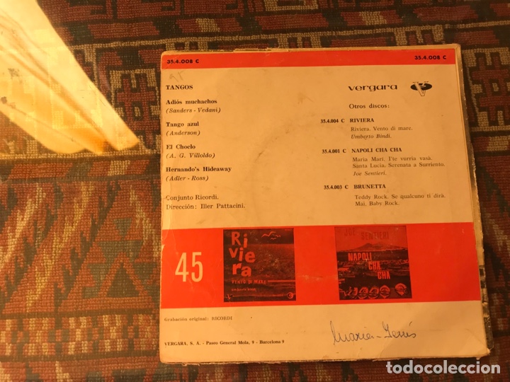 Discos de vinilo: Tangos. Adi&oacute;s muchachos. Tango azul. Vergara - Foto 2