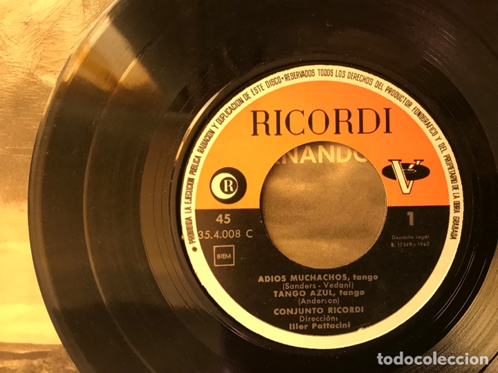 Discos de vinilo: Tangos. Adi&oacute;s muchachos. Tango azul. Vergara - Foto 3