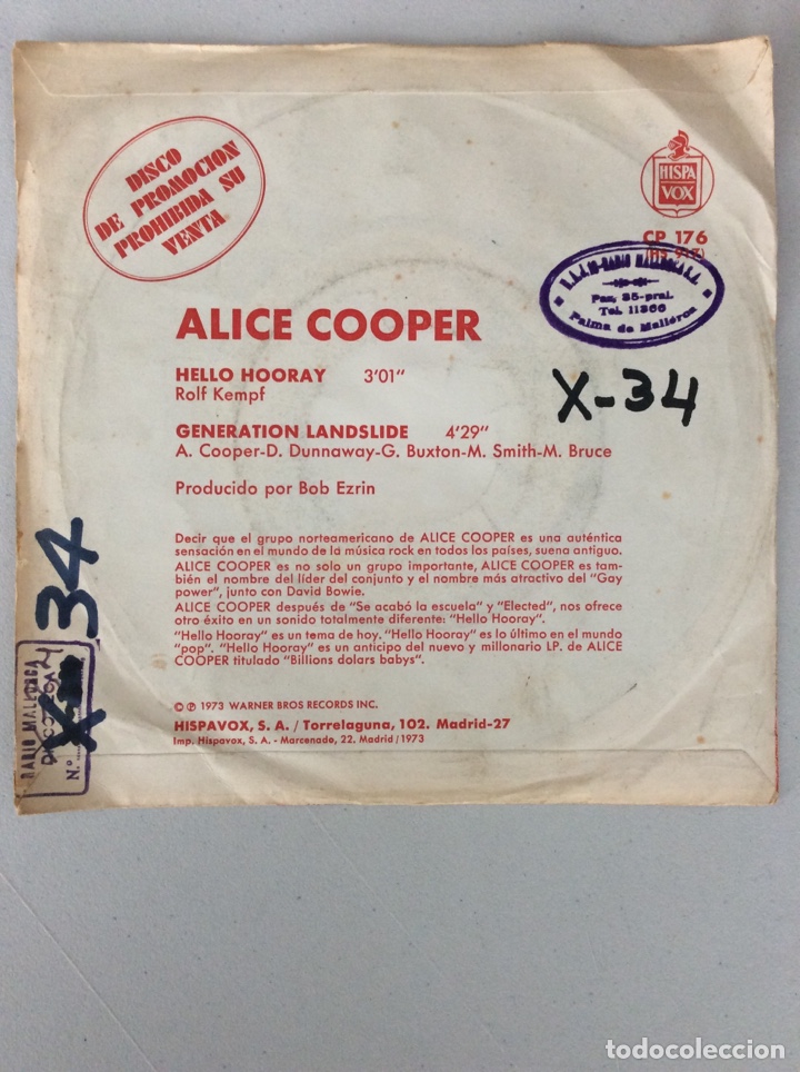 Discos de vinilo: Alice Cooper. Hello hooray. Generation landslide. - Foto 2