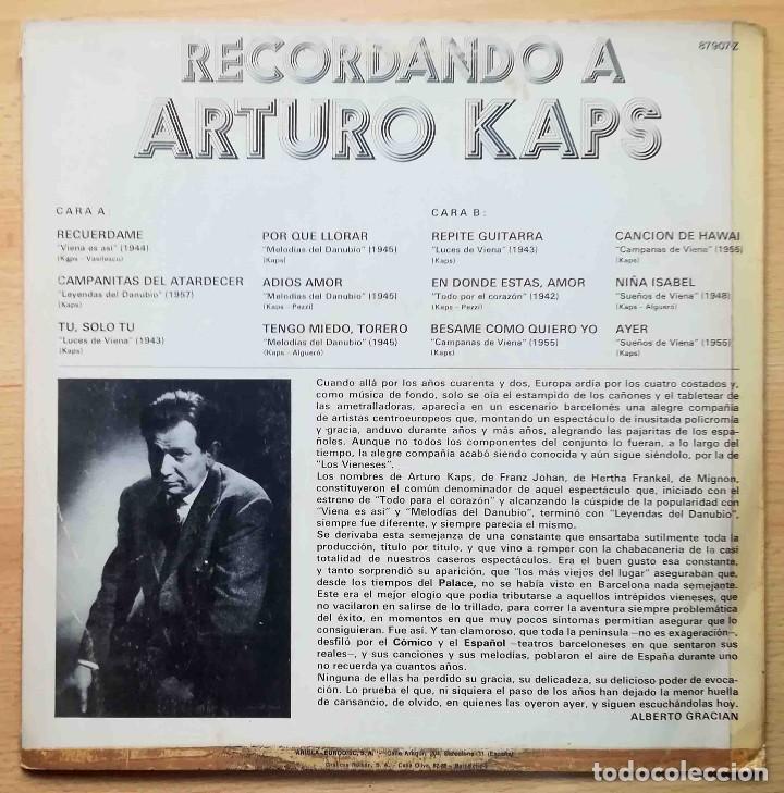 Discos de vinilo: LP Recordando a Arturo Kaps - Vergara 1974 - Foto 2