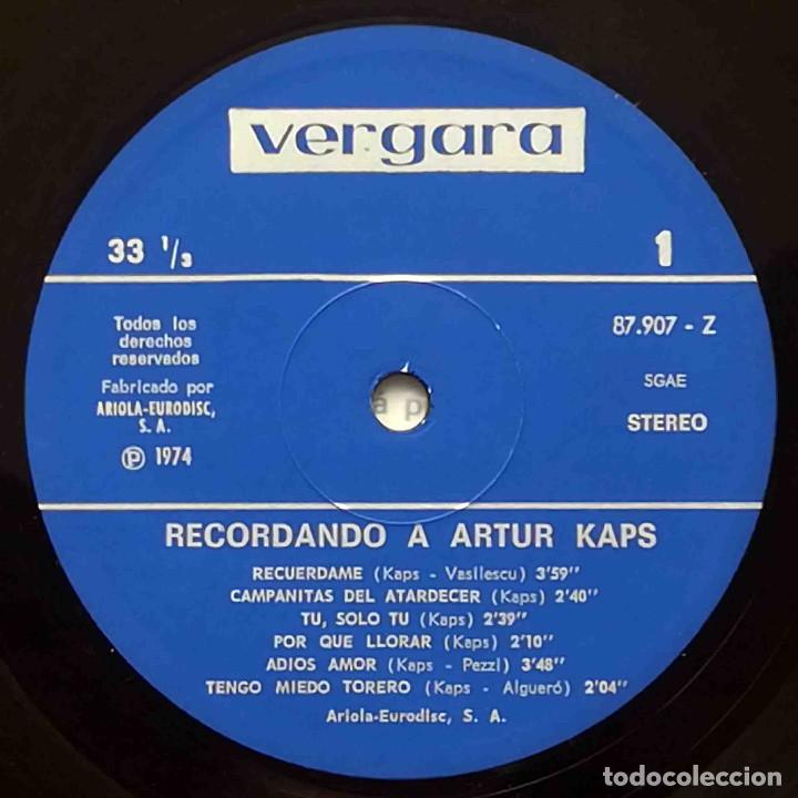 Discos de vinilo: LP Recordando a Arturo Kaps - Vergara 1974 - Foto 3