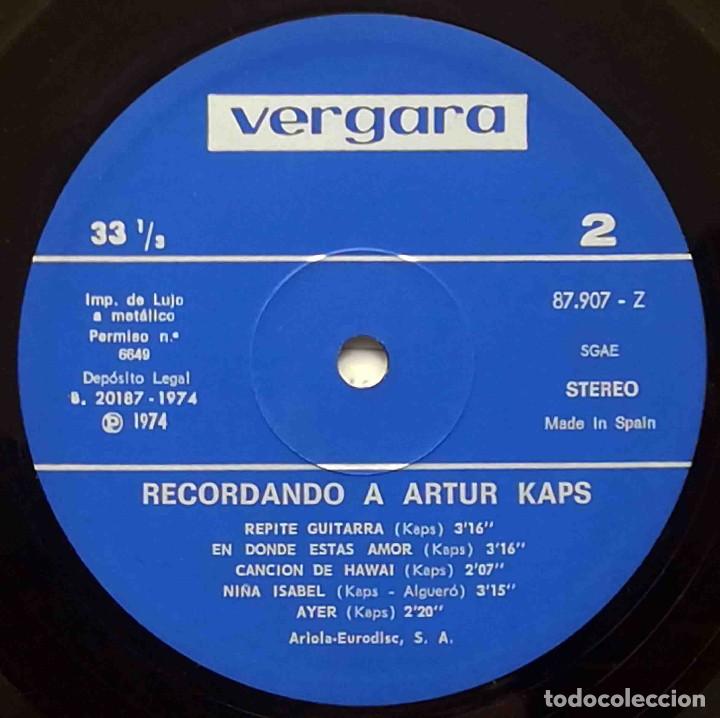 Discos de vinilo: LP Recordando a Arturo Kaps - Vergara 1974 - Foto 4