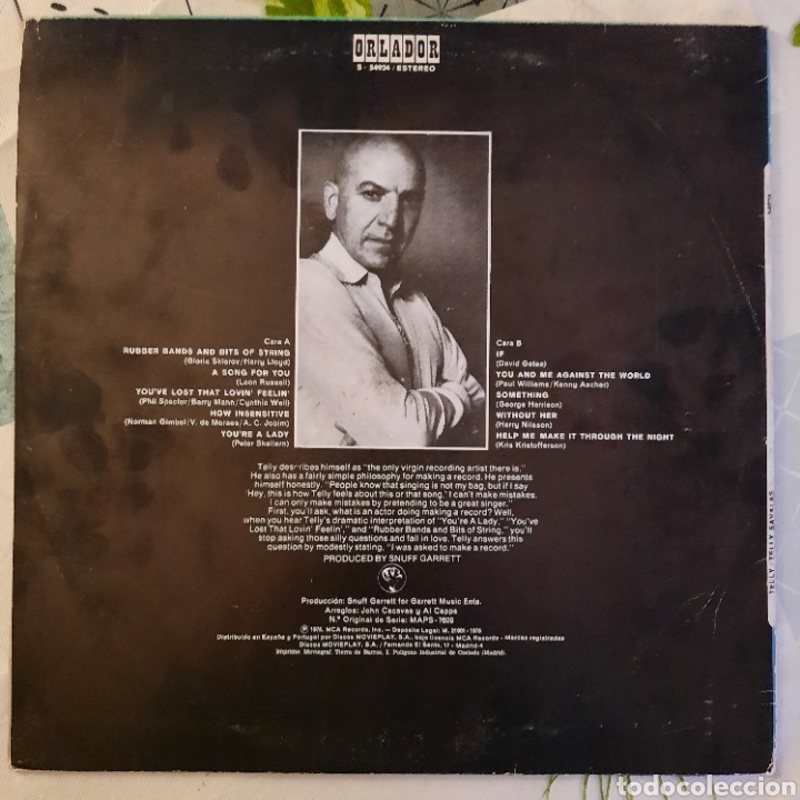 Discos de vinilo: TELLY SAVALAS (LP 1975) - Foto 2
