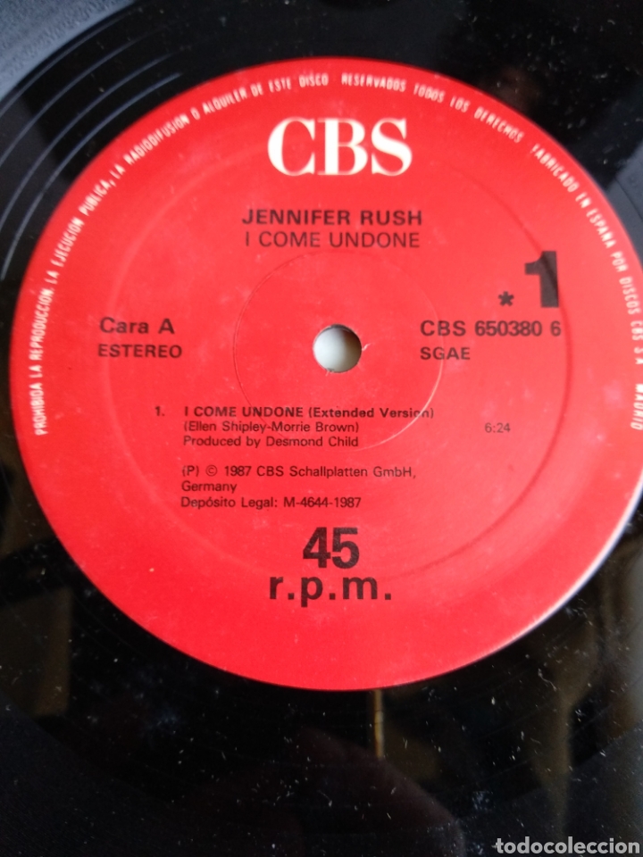 Discos de vinilo: *JENNIFER RUSH, I COME UNDONE, CBS, 1987. LA.4 - Foto 4