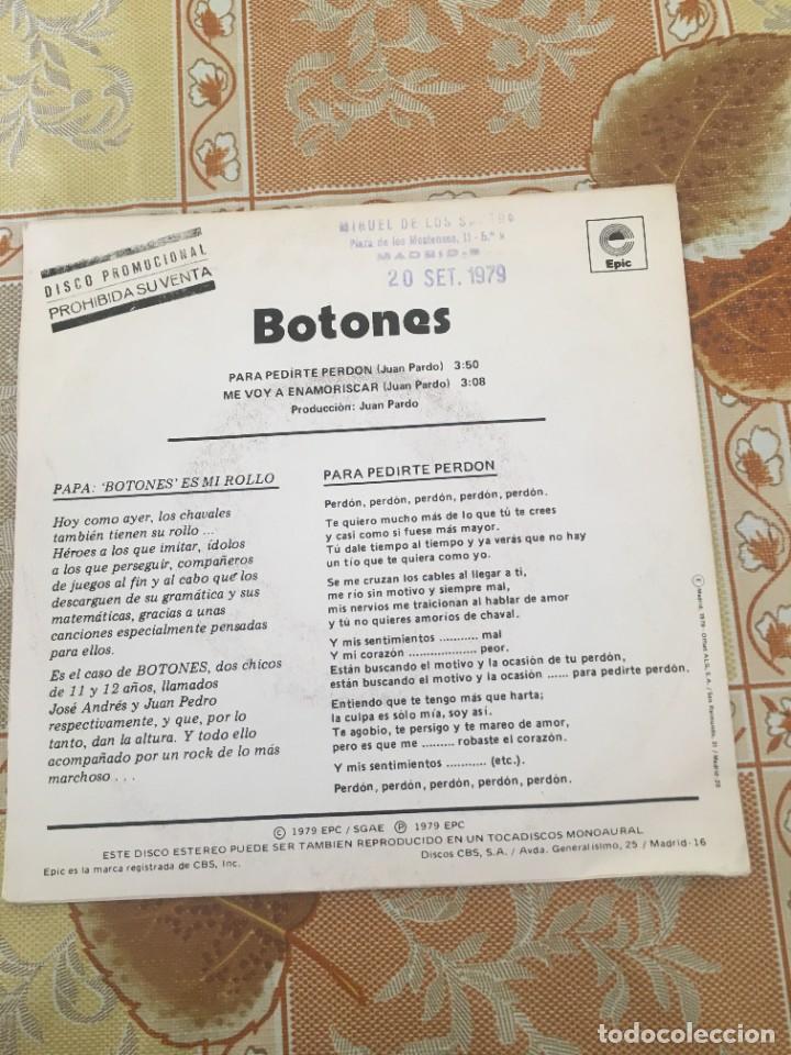 Discos de vinilo: Botones &lrm;&ndash; Para Pedirte Perd&oacute;n - Foto 2