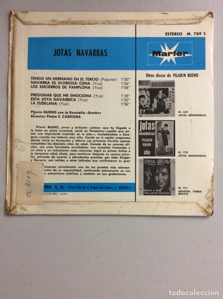 Discos de vinilo: Pilar Bueno. Jotas Navarras. - Foto 2
